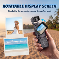 Cámara de Acción para Vlogs con Pantalla Giratoria de 1.54'', Gran Angular de 130°, Visión Nocturna Giratoria de 180°, WiFi, App, Resistente al Agua, Video 2K, Modelo Q9
