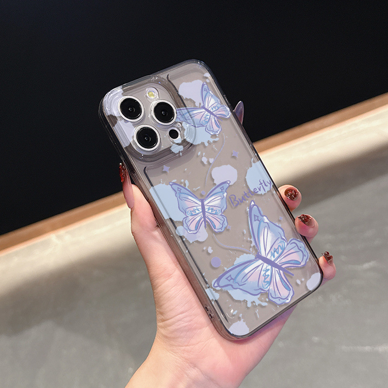 Space Case - Transparent Black - Blue Butterfly