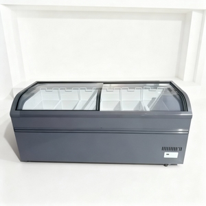 Vitrine réfrigérée pour crème glacée, porte coulissante en verre sur le dessus, îlot <span class=keywords><strong>horizontal</strong></span>, <span class=keywords><strong>congélateur</strong></span> coffre profond, <span class=keywords><strong>noir</strong></span>/blanc -18 roulettes - Product Image 5
