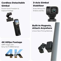 Caméra stabilisée portable Feiyu Pocket 4K 60FPS, 50MP, capteur CMOS 1/1.55 pouce, écran tactile 2.64 pouces, 128 Go, pour Vlogging, vente en gros