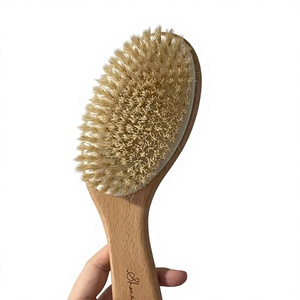 Best-selling Bamboo Pig-Bristle Bath Brush-Exfoliating Dry Body Brush with Long Handle for <strong>Back</strong> <strong>Scrubbing</strong> - Product Image 2
