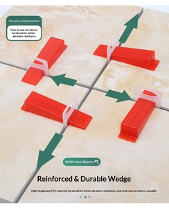 Kit de nivellement de carreaux professionnel au design moderne avec clips de positionnement en croix, cales et outils d'entretoisement de carreaux réutilisables - Product Image 2