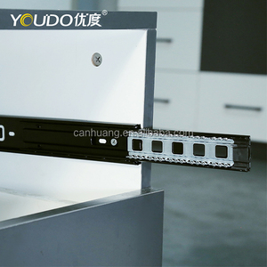 YOUDO Factory 3-Fold extensión completa rodamiento de bolas amortiguador hidráulico cierre suave cajón corredor cajón deslizante para armarios de muebles - Product Image 5