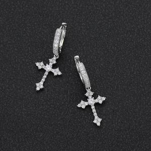 Boucles d'oreilles croix complètes pour hommes et femmes, cadeau personnalisé, accessoires tendance hip-hop rap, en alliage de cuivre - Product Image 2