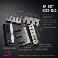 Ensemble de lames de broyeur pour le recyclage des déchets plastiques et solides avec matériaux D2/SKD11/DC53/9CrSi, fabrication sur mesure selon dessin