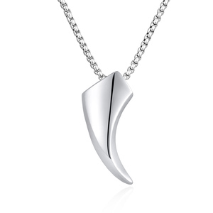 Joyería Punk al por Mayor, Colgante Geométrico de Acero Inoxidable con Diente de Elefante y Lobo para Hombre - Product Image 3