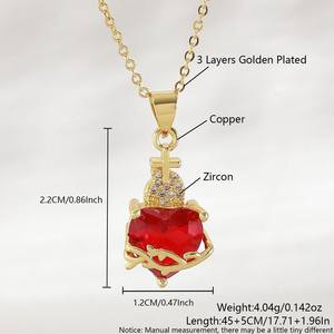 Europäische und Amerikanische Herzförmige Zirkon-Kreuz-Anhänger-Halskette, Heiliges Herz Halskette, Kupfer Vergoldete Herz-Halskette - Product Image 3