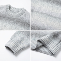 Fabricant de tricots OEM, conception personnalisée, pull en maille pour homme, couleur dégradée, manches longues, col rond, pull en mohair pour homme