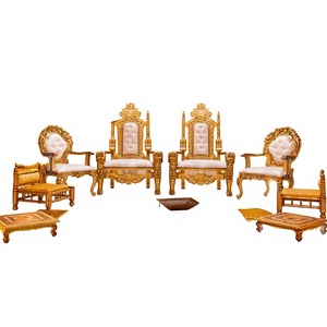 Chaise de Mandap de Mariage Indien Royal Professionnelle en Bois de Teck, Style Trône à Dossier Haut de Luxe, Décorations pour Mariages Hindous USA - Product Image 1