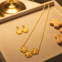 Conjunto de Joyería de Flores con Filigrana Chapada en Oro de 24K de Dubái, Collar y Aretes Florales de Margarita Árabe del Medio Oriente para Mujer, Regalo de Eid