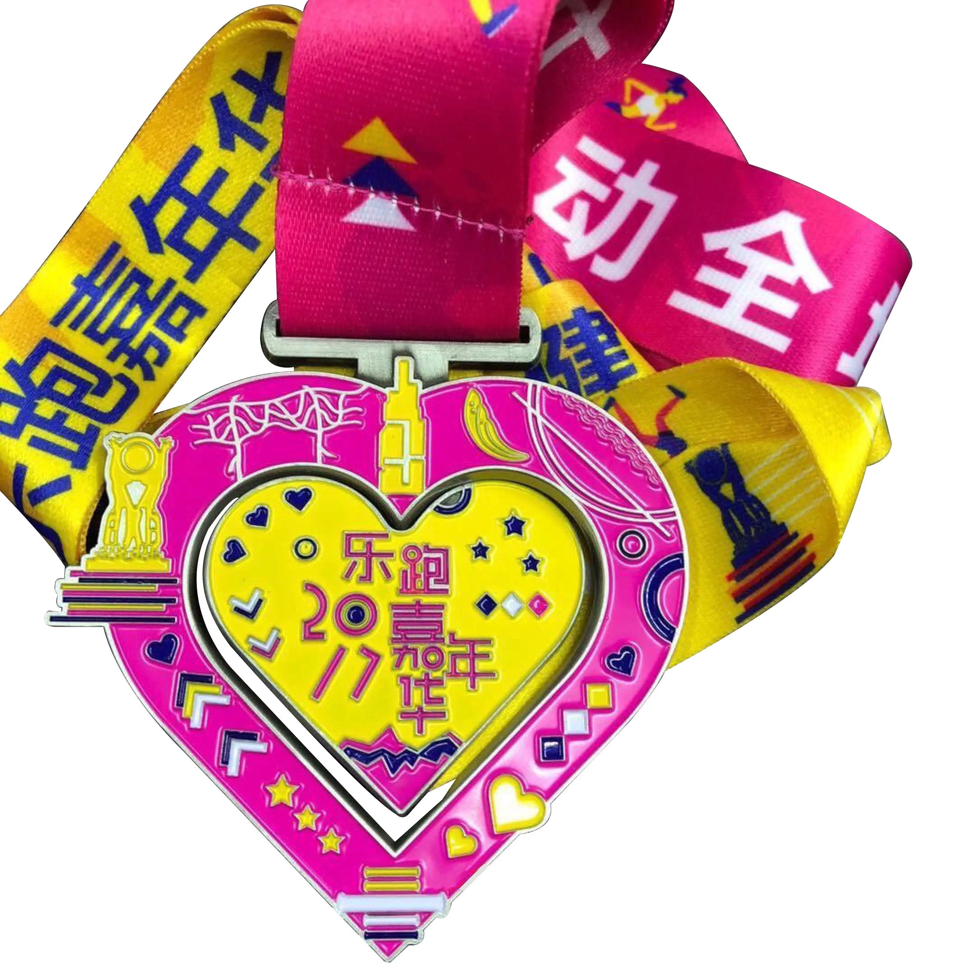 2021 new design sport medal running competition pink ribbon public welfare activity zinc alloy gold ribbon medal