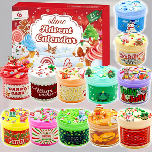 12 Pack Christmas Butter Slime <b>Set</b>; Children's Party Small Gift; Soft and Non-sticky Stress Relief Toy Slime Making - Product Image 2