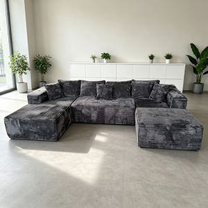 Juego <span class=keywords><strong>de</strong></span> Sofás Modulares Italianos en Forma <span class=keywords><strong>de</strong></span> L, Tapizados en <span class=keywords><strong>Tela</strong></span> <span class=keywords><strong>de</strong></span> Pana con Esponja, Sofá Moderno <span class=keywords><strong>de</strong></span> Lujo para Sala <span class=keywords><strong>de</strong></span> Estar u Hotel - Product Image 6