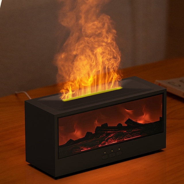 Simulated Bonfire Flame Diffuser Colorful Night Light Essential Oil Fireplace Diffuser With Timer Remote for Home Creative Gift