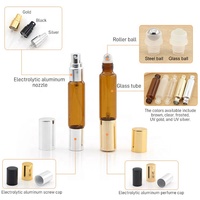 Flacon de parfum en verre rechargeable à double embout de 10 ml, vaporisateur et roll-on, conteneur de voyage, atomiseur portable transparent ambré, logo personnalisé