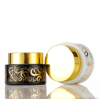 Bouteilles de soins de la peau personnalisées, pots cosmétiques en verre ambré givré mat noir de luxe, vides, avec couvercles