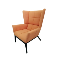 Fauteuil d'appoint moderne et confortable orange, rembourré, à dossier haut, pour hall d'hôtel, appartement résidentiel, salon ou espace lounge