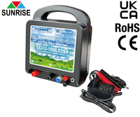 Zonnewekker 12V/230V accu- en netspanningsvoeding waterdicht milieuvriendelijke elektrische omheining energizer CE gecertificeerd dierenopvang 3D