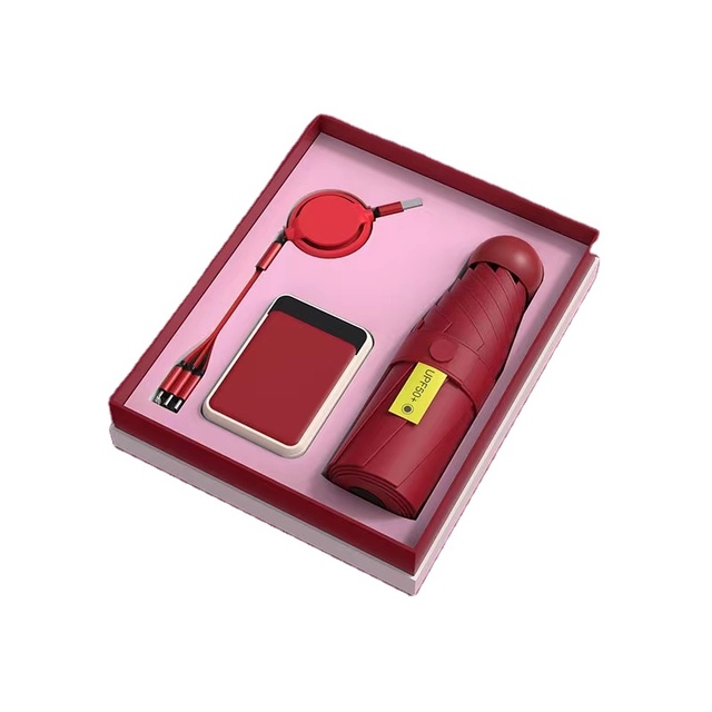 Wholesale Customizable Power Bank & Charging Cable Gift Set Promotional Umbrella Items Personalized Personal Gift Set