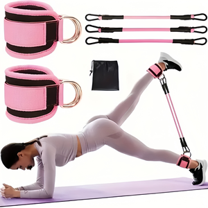 Correas de Neopreno Rosa para Tobillos, Banda de Resistencia para Piernas, Entrenador Ajustable con Anillo en D y Lazo para el Pie, para Ejercicio en Gimnasio - Product Image 1