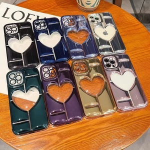 Venta al por Mayor de Fábrica, Funda de Teléfono de Lujo con Diseño 3D, Transparente, con Corazón Hueco y Flores, para iPhone 11, 12, 13, 14 Pro, 14 Pro Max - Product Image 1