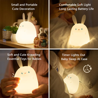 Lampu Tidur silikon, alat penerangan malam inovasi unik hadiah anak-anak kelinci Usb suasana kamar tidur 2025