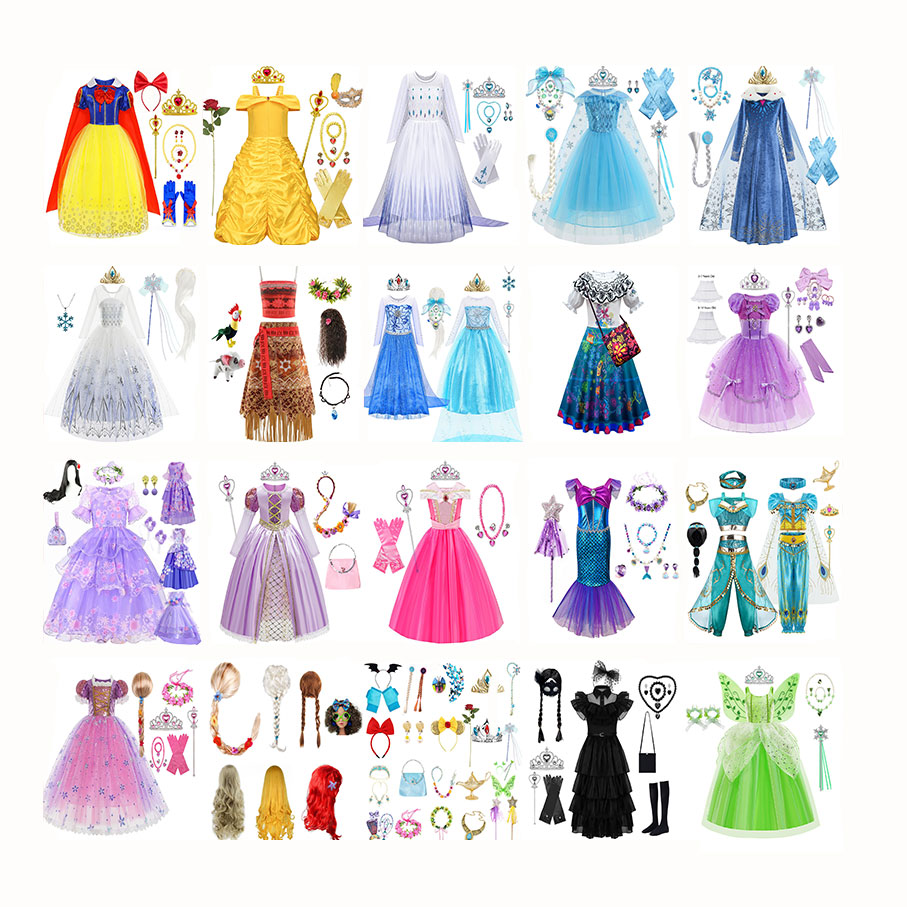 Costumi da principessa per bambini Halloween Christmas Party Cosplay Snow Queen Fancy Dresses Girls Snowflake Prom Gown