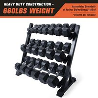 Support de rangement robuste à 3 niveaux pour haltères - Organisateur d'équipement de musculation peu encombrant pour salle de sport à domicile