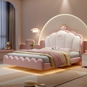 Mobili per Camera da <span class=keywords><strong>Letto</strong></span> - <span class=keywords><strong>Letto</strong></span> Sospeso in Legno Massello per Bambine, <span class=keywords><strong>Letto</strong></span> <span class=keywords><strong>Doppio</strong></span> da Principessa Rosa con Corona - Product Image 3