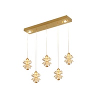 Lustres ovales modernes en cristal doré de luxe léger, luminaires suspendus LED pour comptoirs de bar et salles à manger