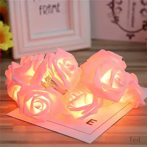 इनडोर सजावट रेशम गुलाब एलईडी सफेद गुलाब का फूल स्ट्रिंग प्रकाश गार्डन आंगन के लिए प्रीमियम रोमांटिक शादी परी प्रकाश