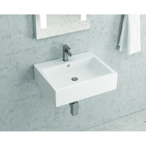 Litos-557 Kamalu da 57cm di design lavandino da bagno appeso a parete in ceramica bianca - Product Image 2