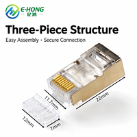 Connecteur modulaire RJ45 FTP CAT6, boîtier transparent en PC, contacts plaqués or, conception détachable en trois parties, sertissage facile pour CAT6