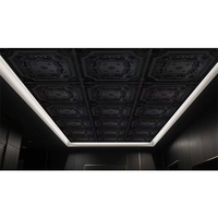 Panneau de plafond en PVC facile à installer, panneau décoratif en PVC de luxe, panneaux de plafond 3D, mur de fond avec détails dorés pour la maison