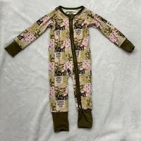 En stock : Grenouillères douces en bambou pour bébé, style occidental, zippées pour la chasse/pêche, à manches longues et double fermeture éclair, pour nouveau-né