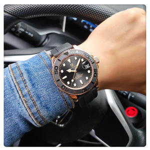 PAGANI DESIGN PD-1651 นาฬิกากลไกอัตโนมัติสำหรับผู้ชาย 40 มม.หน้าปัดกลม 13 มม.ความหนา 100 ม.กันน้ำสายยางสีดำ - Product Image 4