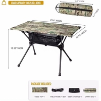 Table de camping portable et légère en aluminium, design compact et pliable, mobilier d'extérieur avec fonction latérale pour tente de plage