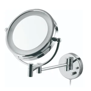 調節可能な360度回転化粧鏡延長ウォールマウントLedバニティミラー両面ホテルシャワーシェービングミラー