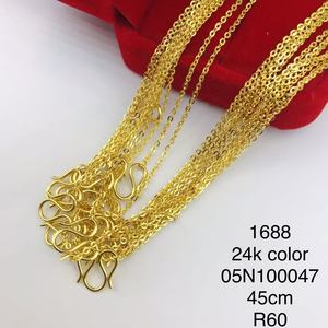 Gioielli Xuping all'Ingrosso Dubai Placcati <span class=keywords><strong>Oro</strong></span> 24k Collana a Catena Sottile con Perle Cubane per Donna - Product Image 2