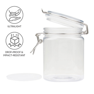 740ml <b>Swing</b> <b>Top</b> Clear Plastic PET Jar Airtight Lightweight CE Certified Food Storage - Product Image 3
