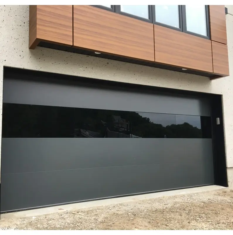 Modern metal material polished mirror black building garage door