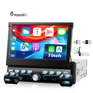 Autoradio Podofo 7'' Single Din avec Carplay <span class=keywords><strong>Android</strong></span> Auto, lecteur MP5 rétractable, autoradio BT FM Type-C/USB/SWC - Product Image 1