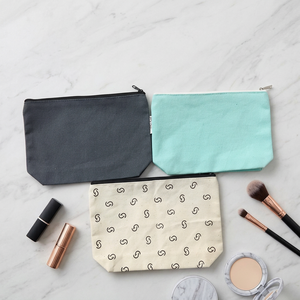 Pochette de maquillage en toile réutilisable multicolore avec fermeture éclair Sacs de rangement pour cosmétiques vierges - Product Image 1