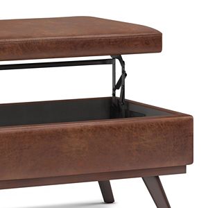 DB Owen Saddle Distressed Brown Lift Top Mesa de centro grande Almacenamiento Taburetes otomanos y otomanos - Product Image 6