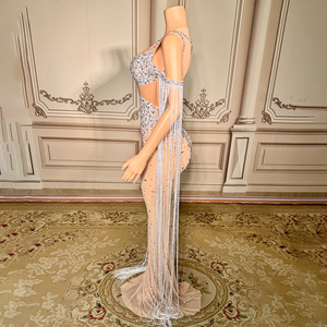 Novance Y4958 신제품 긴 술 인어 가운 무도회 저녁 원피스 메쉬 시스루 럭셔리 크리스탈 페르시 웨딩 원피스 - Product Image 2