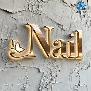 Insegna <span class=keywords><strong>LED</strong></span> Personalizzata con Logo Aziendale 3D JUYI, Insegna Luminosa Retroilluminata in Metallo Dorato e Acrilico - Product Image 6