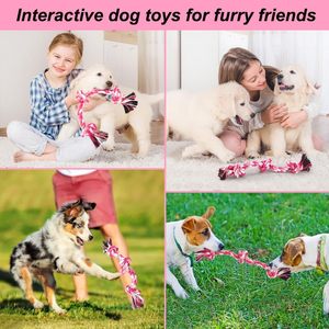 Jouet en corde pour chien NIBAO, corde à mâcher à <span class=keywords><strong>3</strong></span> nœuds de 14 pouces pour chiens de petite et moyenne taille, jouet en coton naturel pour tirer à la corde et nettoyer les dents - Product Image 6