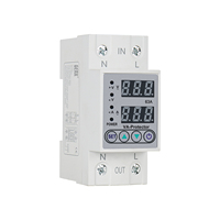 Protector de Voltaje y Corriente Ajustable GERK Monofásico 32A 63A AC80V-300V con Pantalla Digital para Riel DIN, Material PC, Capacidad 20kVA