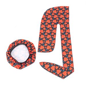 מכירה לוהטת קידום מכירות פוליאסטר זוג מותאם אישית לוגו כובעי Durag מצנפת סט - Product Image 3