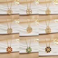 Nouveau Collier Cœur à Cœur pour Femme avec Chaîne en Bambou et Fleur à Quatre Feuilles, Style Sportif et Tendance, Vente en Gros